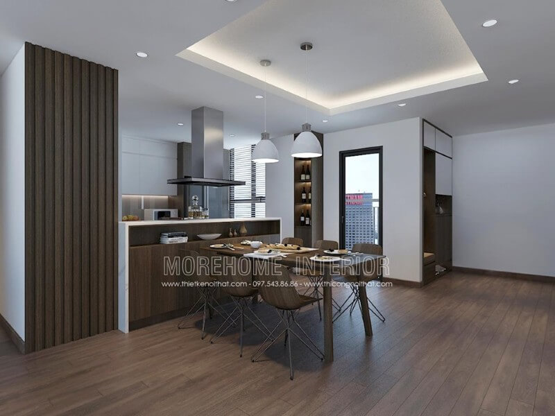 Bàn ăn gỗ công nghiệp thiết kế đơn giản nhưng đẹp mắt Thiết kế chung cư