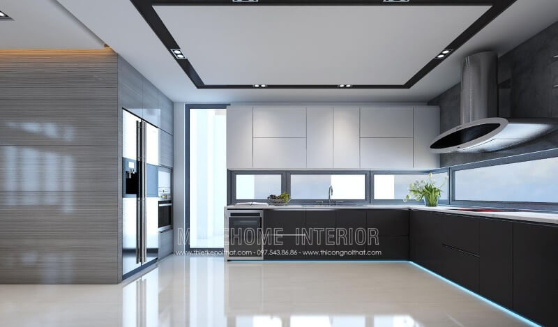 Thiết kế tủ bếp gỗ công nghiệp phong cách đơn giản, nhẹ nhàng nhưng v��n đảm bảo công năng sử dụng cho người nội trợ trong quá trình nấu nướng Thiết kế tủ bếp đẹp