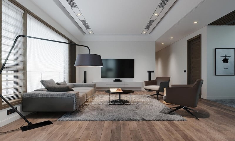 Lựa chọn tông màu trắng cho thiết kế phòng khách hiện đại trở lên thoáng rộng và hút mắt hơn