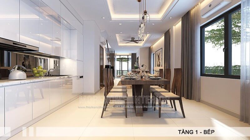 Mẫu tủ bếp gỗ An Cường màu trắng đẹp tạo nên một không gian rộng rãi kết hợp với đầy đủ những phụ kiện, thiết bị bếp tiện nghi mang đến cho gia đình sự thuận tiện cao nhất trong quá trình sử dụng.