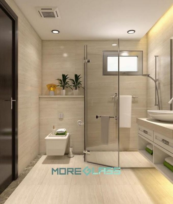 Thiết kế và thi công vách tắm kính cường lực 135 độ MG-003 đẹp